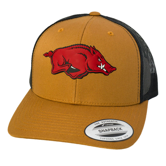 Arkansas Razorbacks Classic YP Snapback Trucker Hat- Caramel/ Black - Ten Gallon Hat Co.