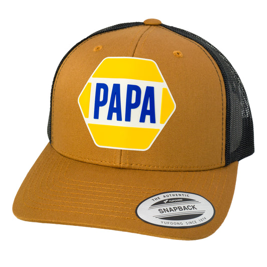 PAPA Know How 3D Classic YP Snapback Trucker Hat- Caramel/ Black - Ten Gallon Hat Co.