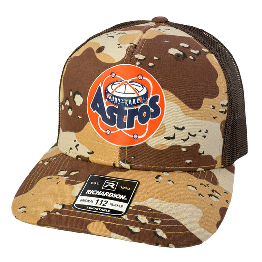 Astros Retro Astrodome Classic 3D Patterned Snapback Trucker Hat- Desert Camo/ Brown - Ten Gallon Hat Co.