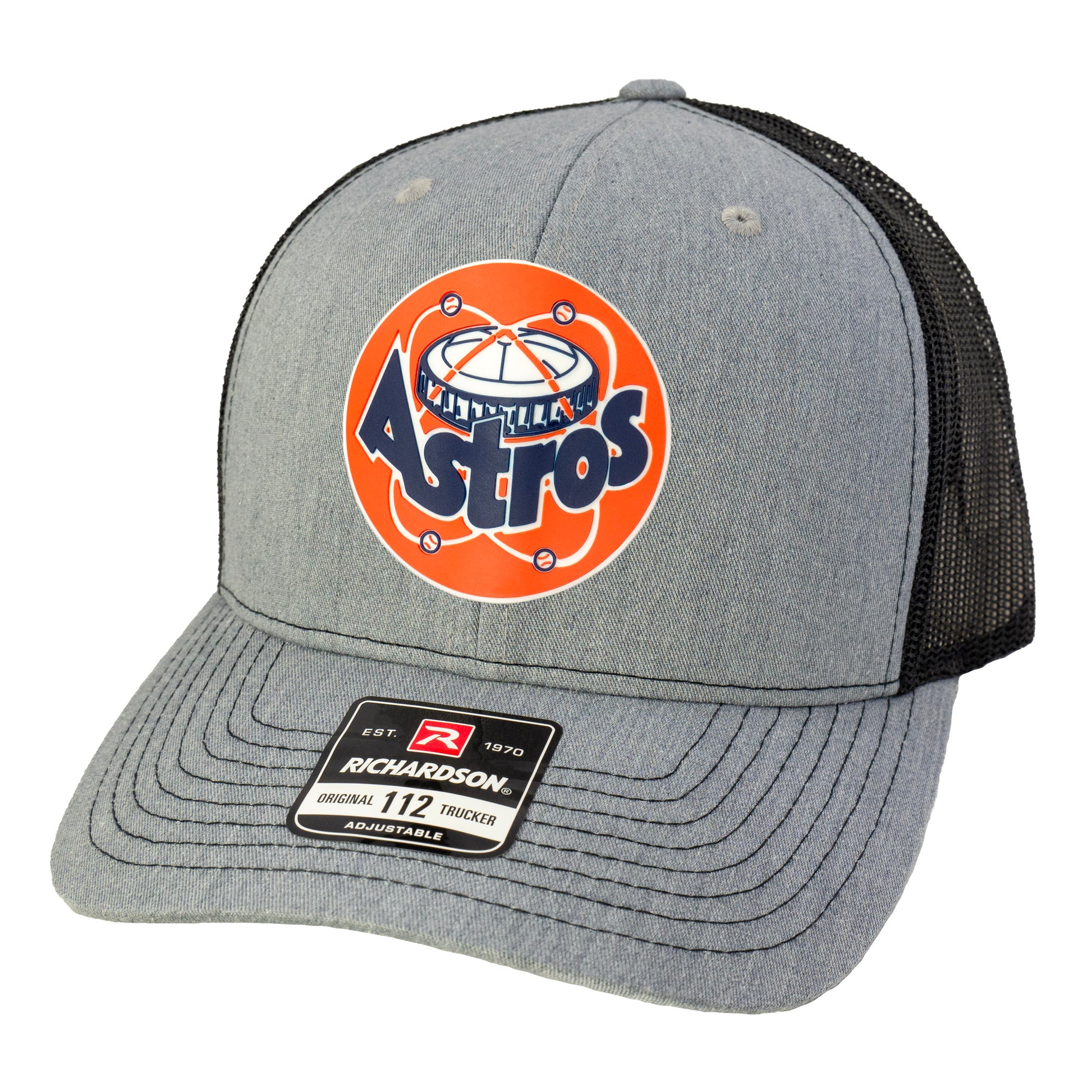 Astros Retro Astrodome 3D Snapback Trucker Hat- Heather Grey/ Black - Ten Gallon Hat Co.
