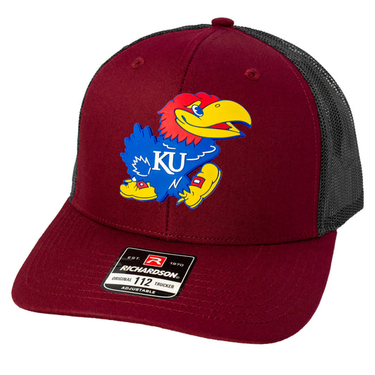 Kansas Jayhawks Classic 3D Snapback Trucker Hat- Cardinal/ Black - Ten Gallon Hat Co.