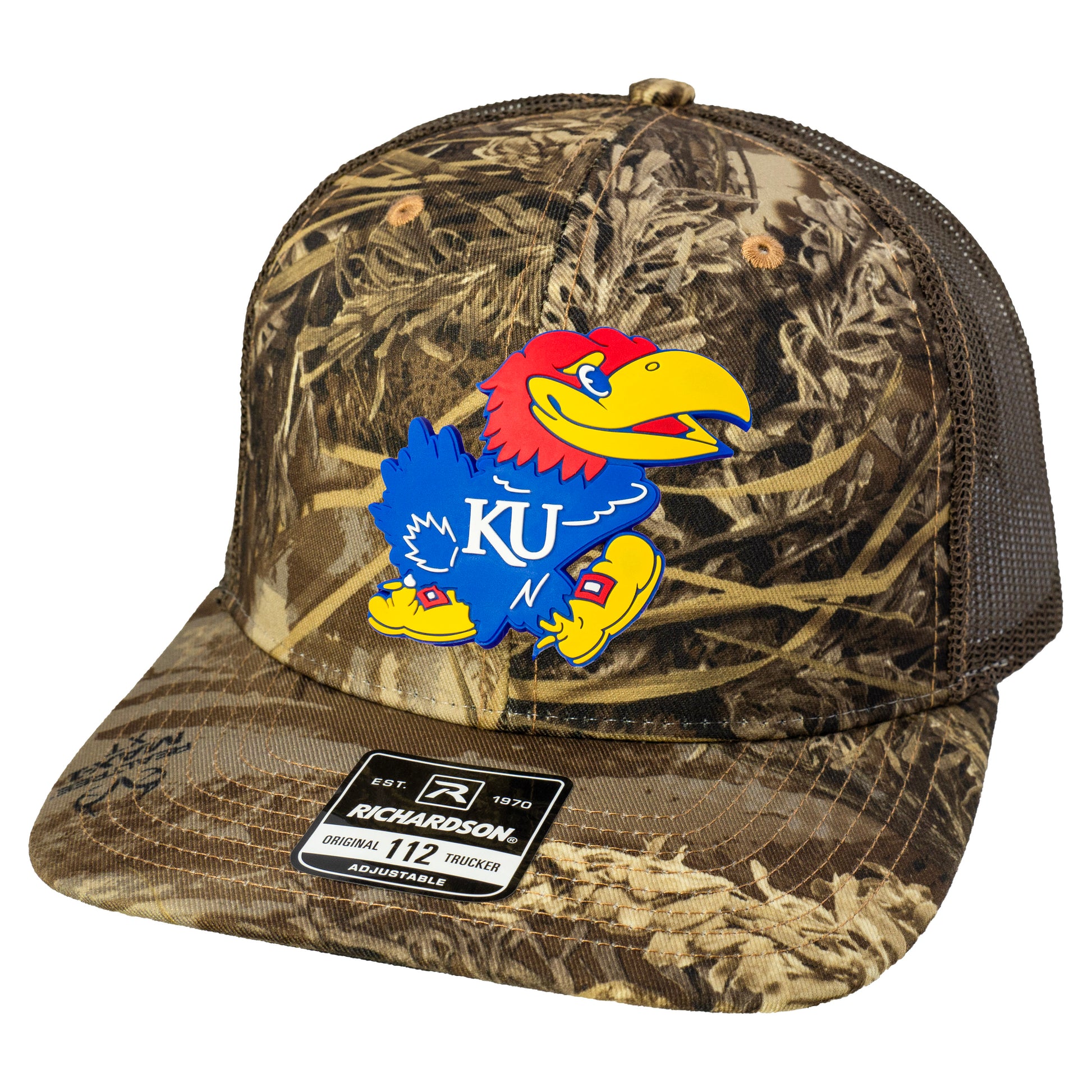 Kansas Jayhawks Classic 3D Patterned Snapback Trucker Hat- Realtree Max-1/ Brown - Ten Gallon Hat Co.