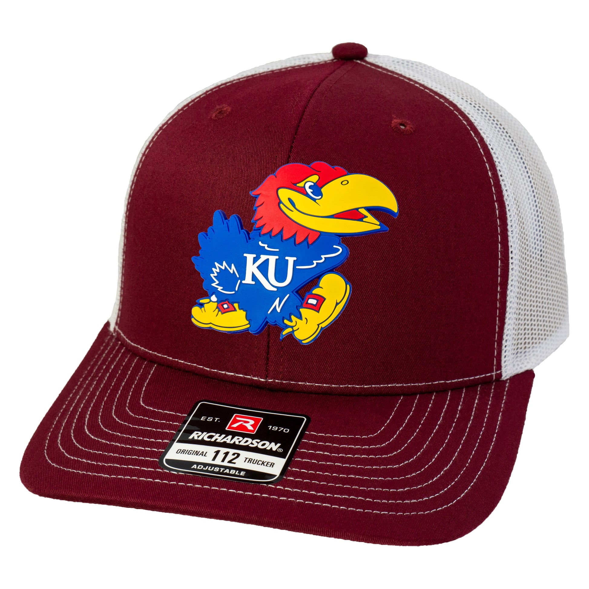 Kansas Jayhawks Classic 3D Snapback Trucker Hat- Cardinal/ White - Ten Gallon Hat Co.