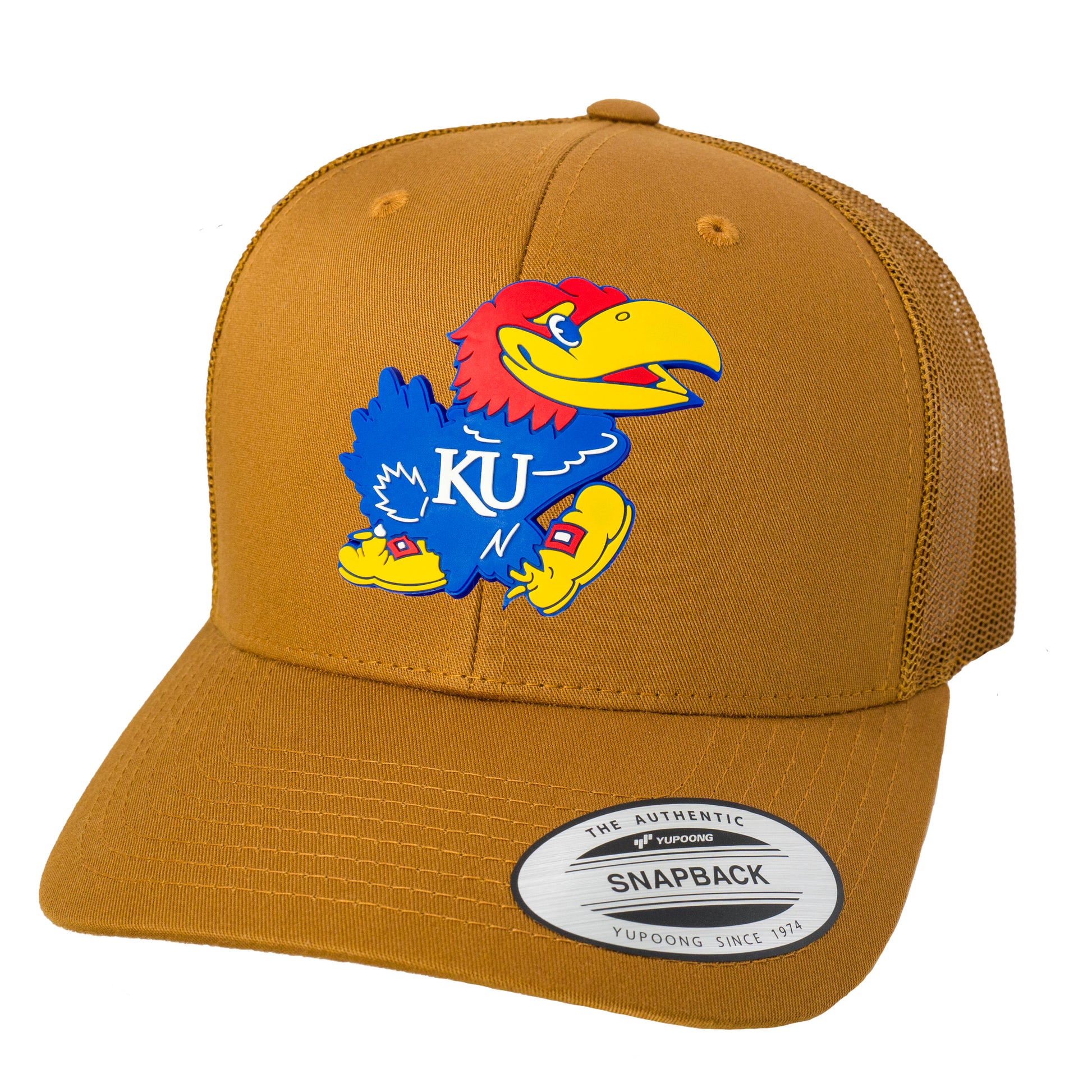 Kansas Jayhawks 3D Classic YP Snapback Trucker Hat- Caramel - Ten Gallon Hat Co.