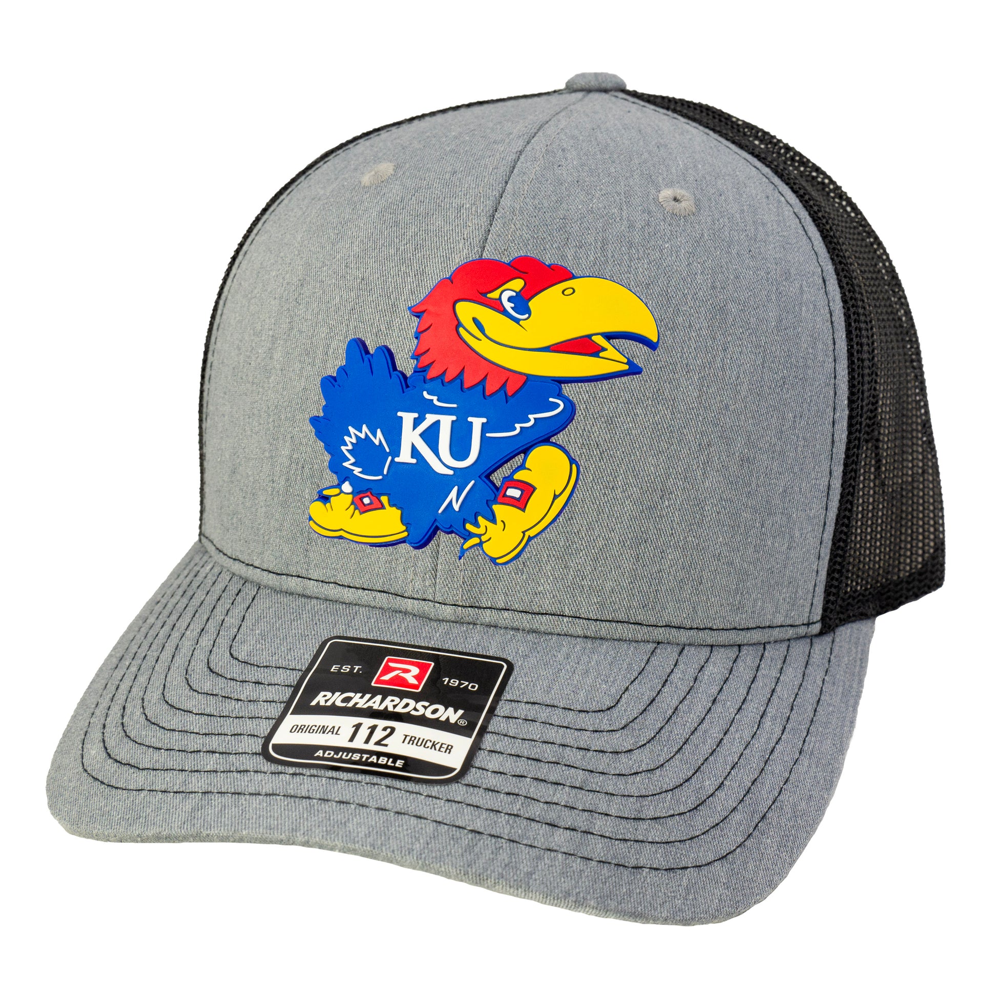 Kansas Jayhawks 3D Snapback Trucker Hat- Heather Grey/ Black - Ten Gallon Hat Co.