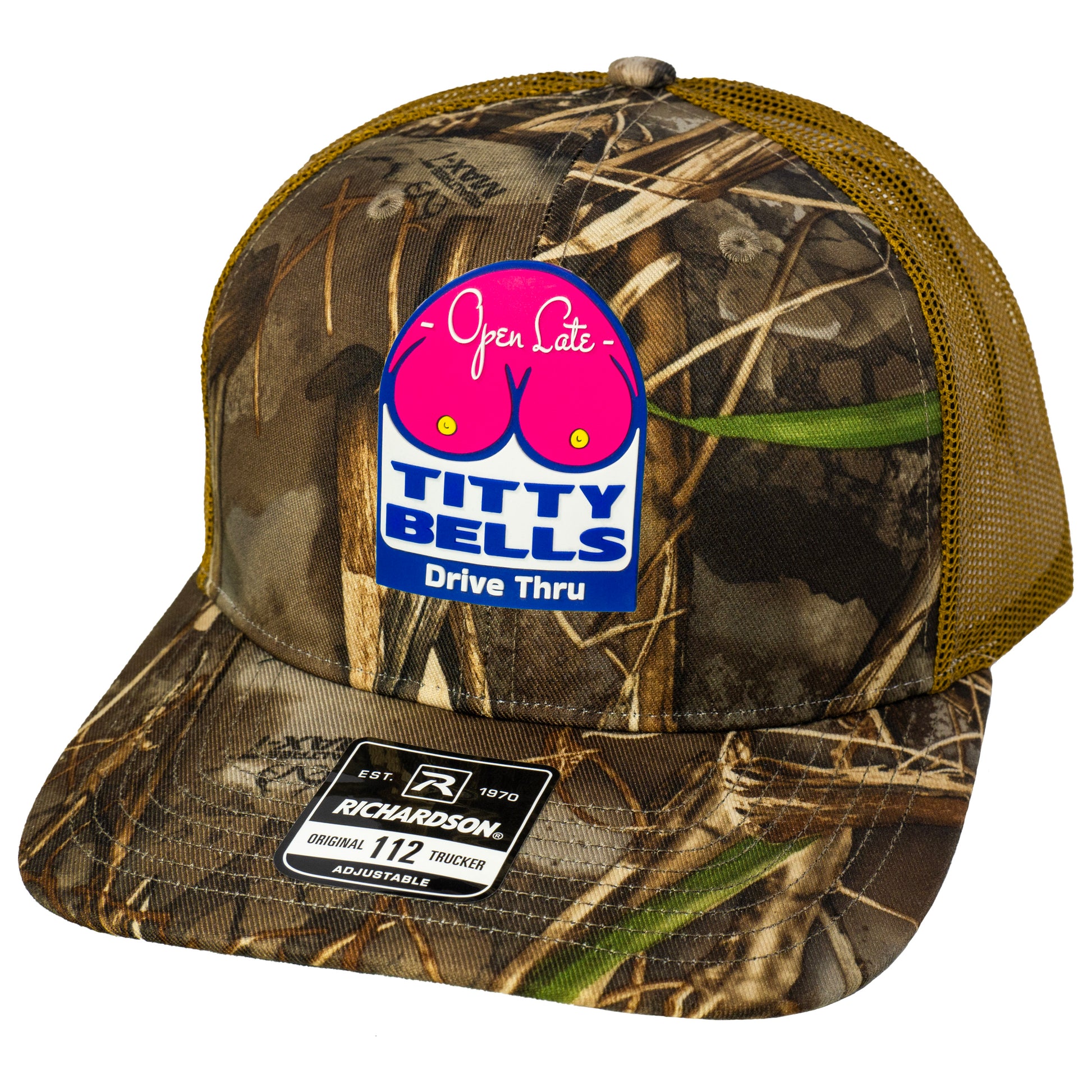 Titty Bells 3D Patterned Snapback Trucker Hat- Realtree Max-7/ Buck - Ten Gallon Hat Co.