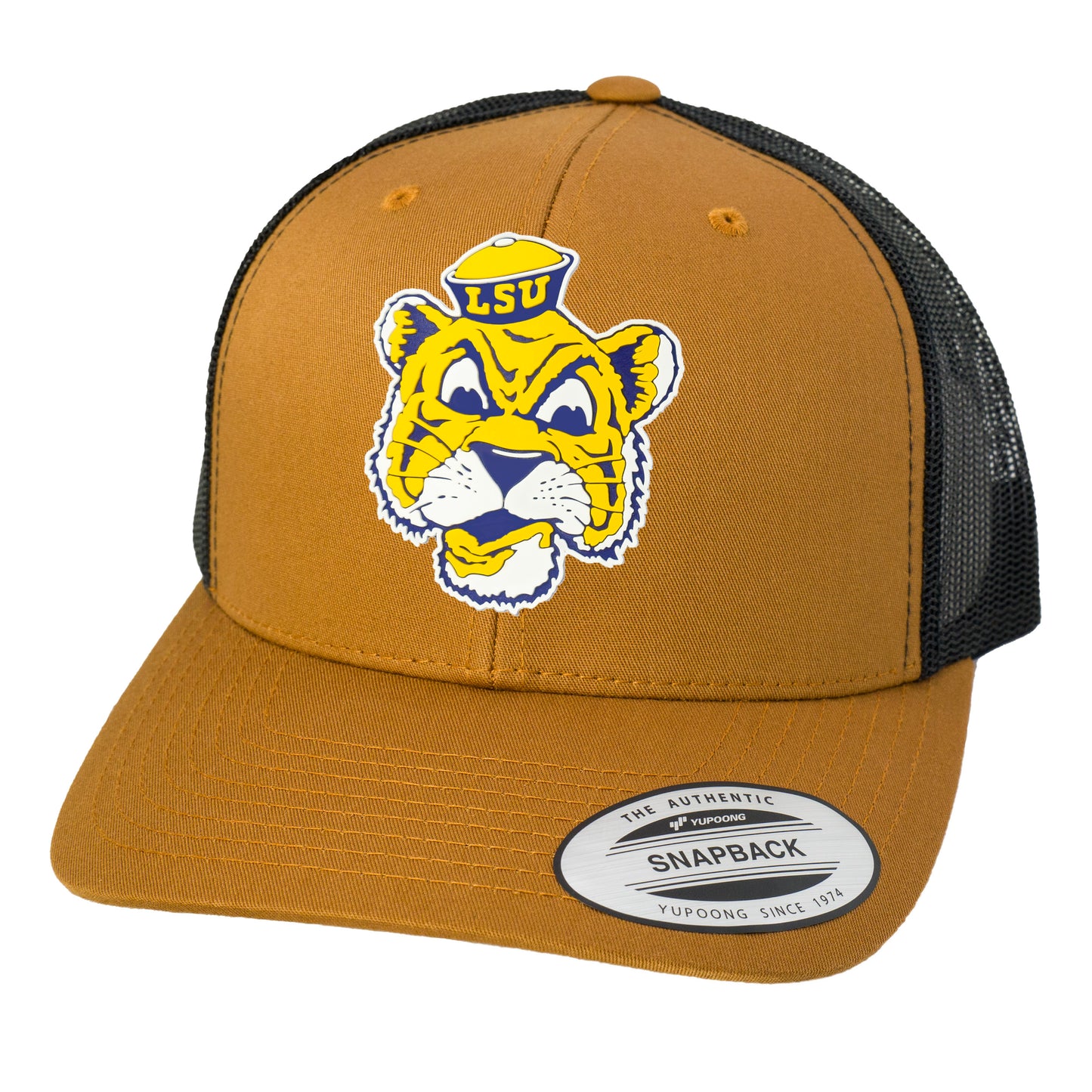 LSU Sailor Mike Classic YP Snapback Trucker Hat- Caramel/ Black - Ten Gallon Hat Co.