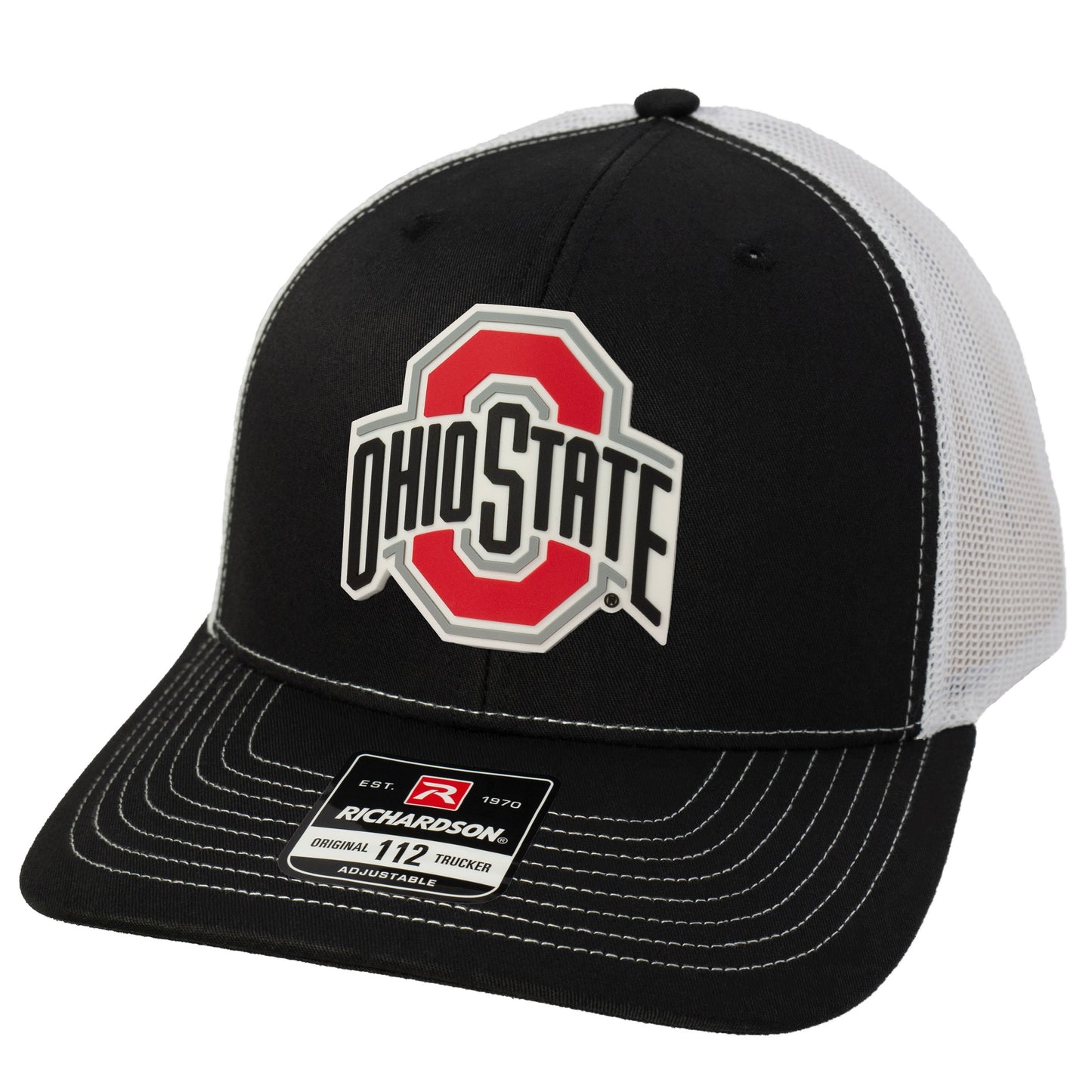 Ohio State Buckeyes 3D Snapback Trucker Hat- Black/ White - Ten Gallon Hat Co.