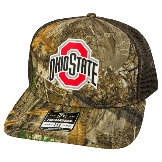 Ohio State Buckeyes 3D Patterned Snapback Trucker Hat- Realtree Edge/ Brown - Ten Gallon Hat Co.