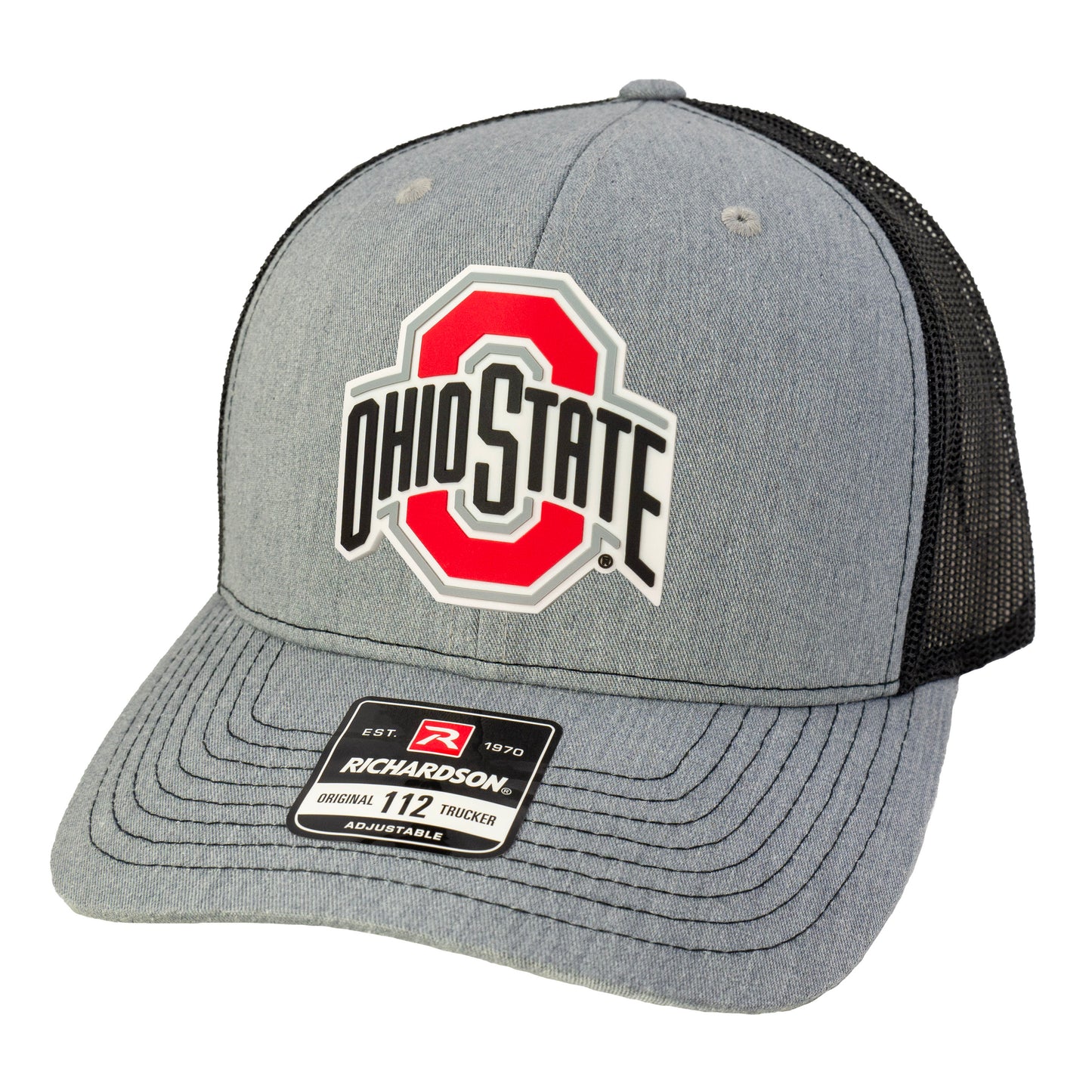 Ohio State Buckeyes 3D Snapback Trucker Hat- Heather Grey/ Black - Ten Gallon Hat Co.