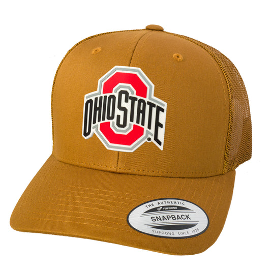 Ohio State Buckeyes 3D YP Snapback Trucker Hat- Caramel - Ten Gallon Hat Co.