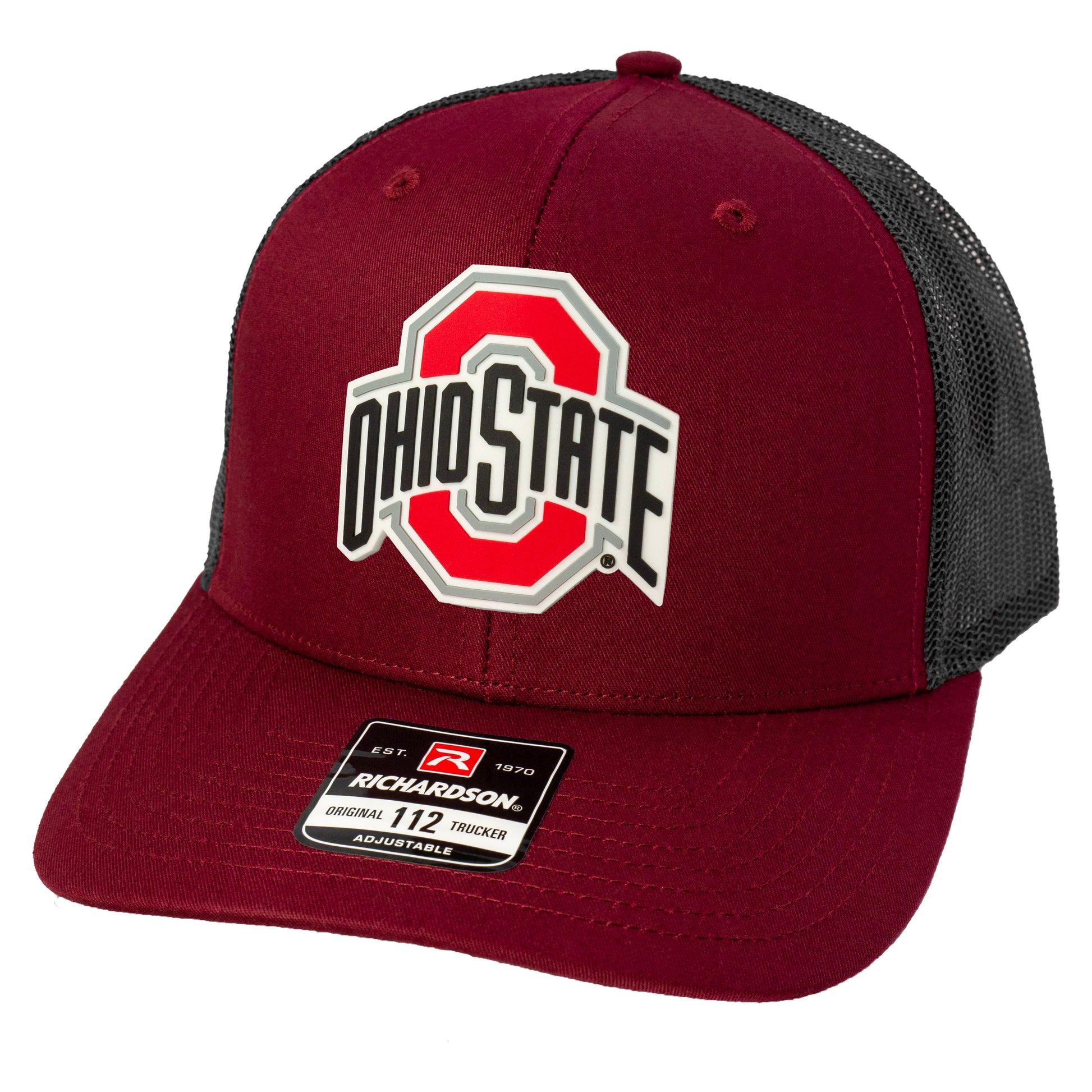 Ohio State Buckeyes 3D Snapback Trucker Hat- Cardinal/ Black - Ten Gallon Hat Co.