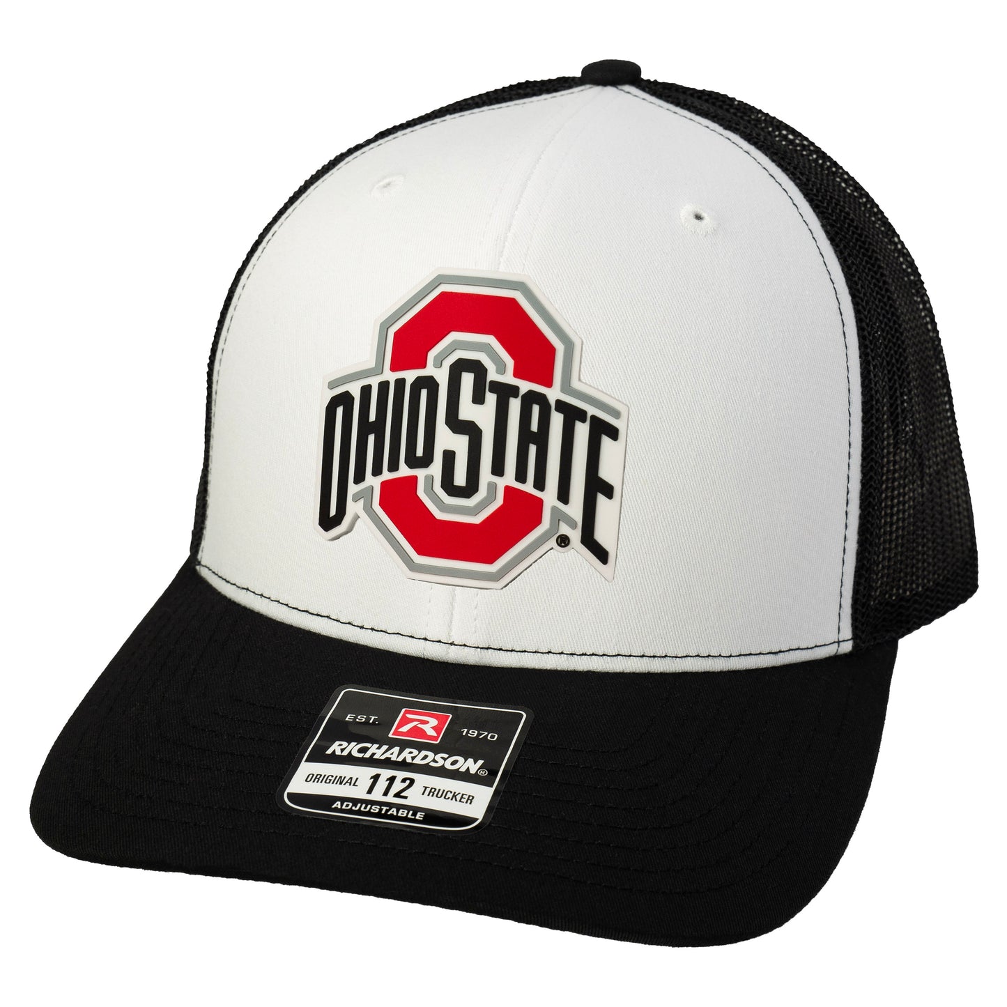 Ohio State Buckeyes 3D Snapback Trucker Hat- White/ Black - Ten Gallon Hat Co.