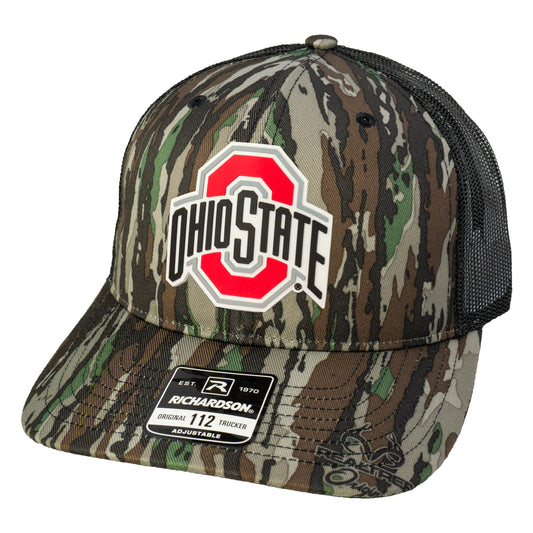 Ohio State Buckeyes 3D Patterned Snapback Trucker Hat- Realtree Original/ Black - Ten Gallon Hat Co.