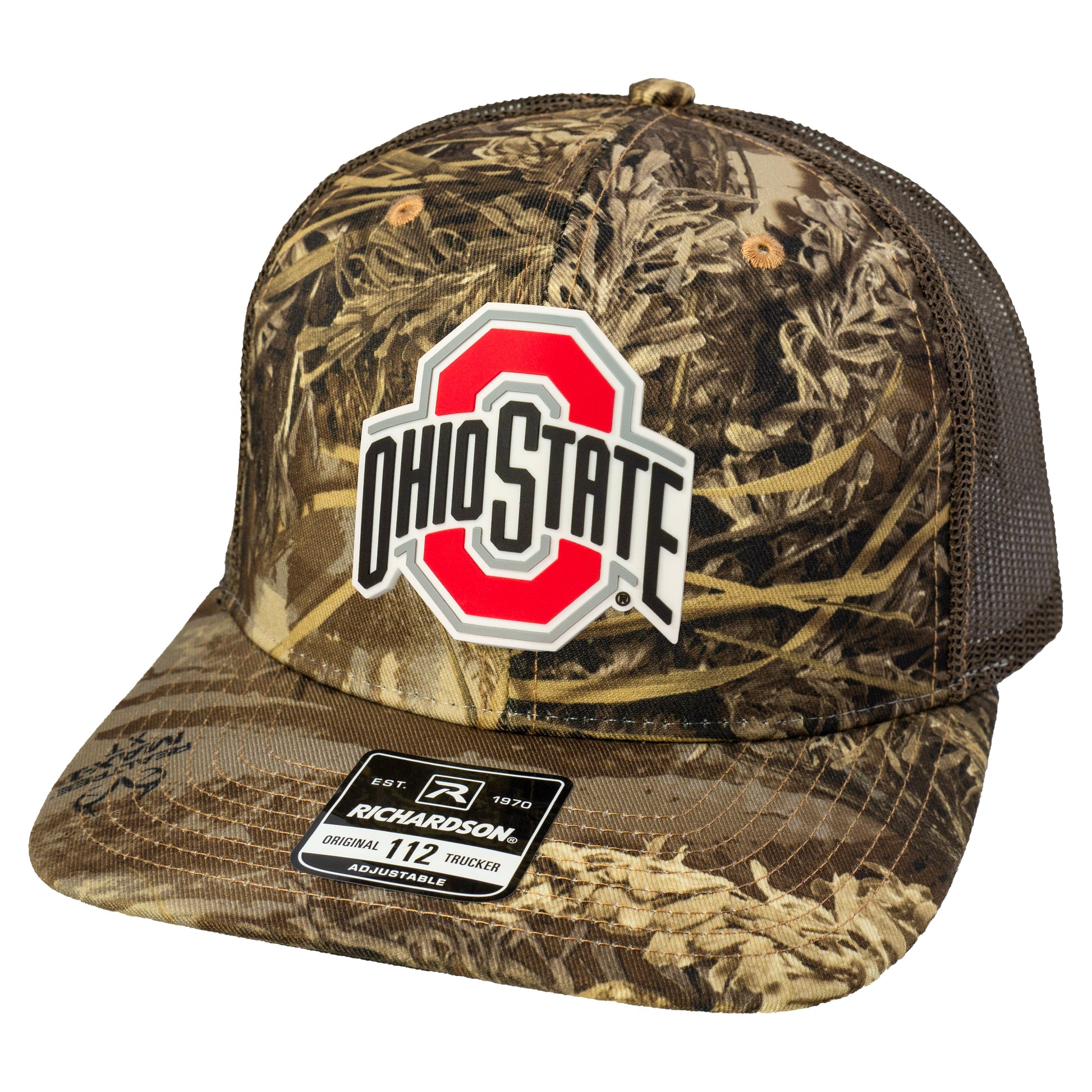 Ohio State Buckeyes 3D Patterned Snapback Trucker Hat- Realtree Max-1/ Brown - Ten Gallon Hat Co.