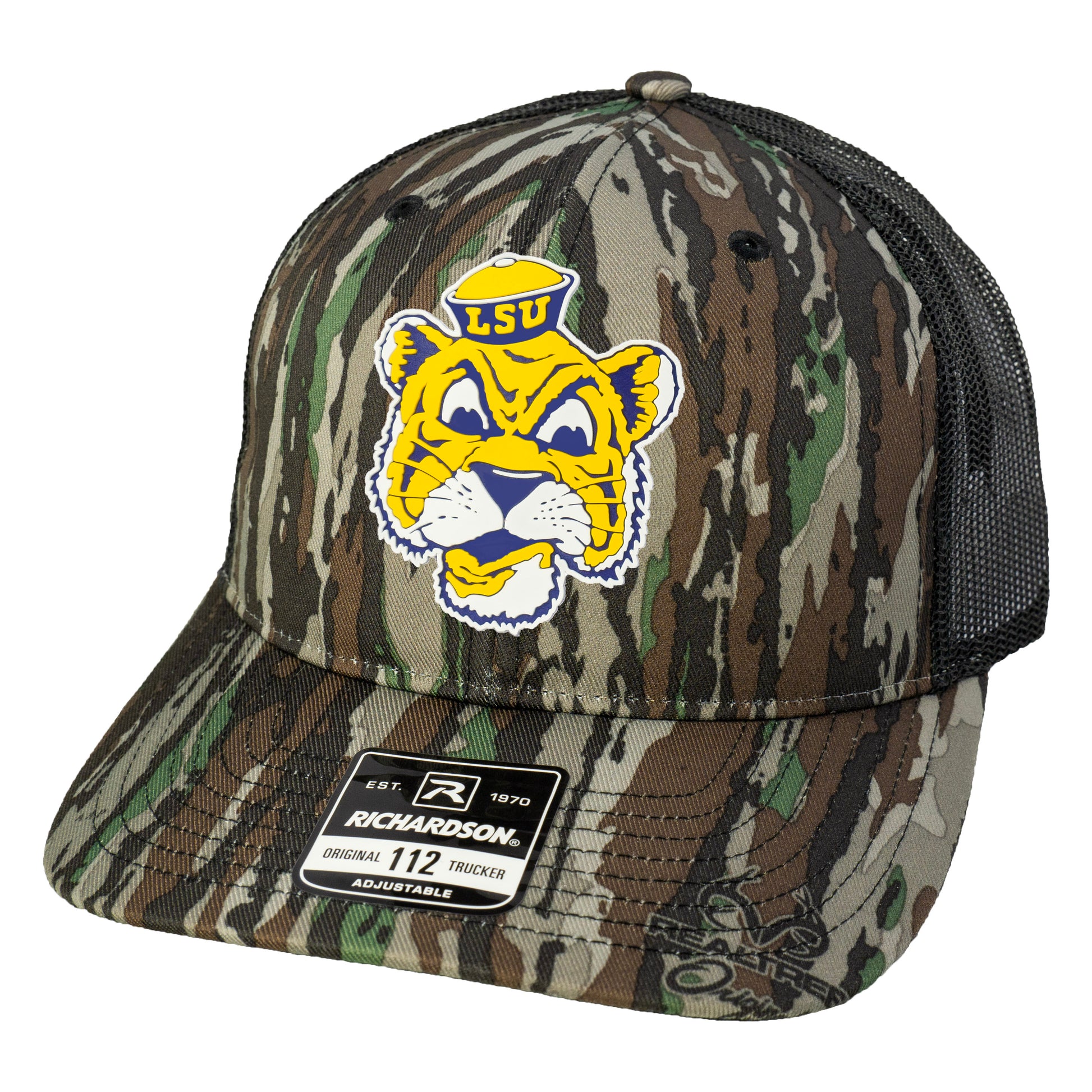 LSU Sailor Mike 3D Patterned Snapback Trucker Hat- Realtree Original/ Black - Ten Gallon Hat Co.