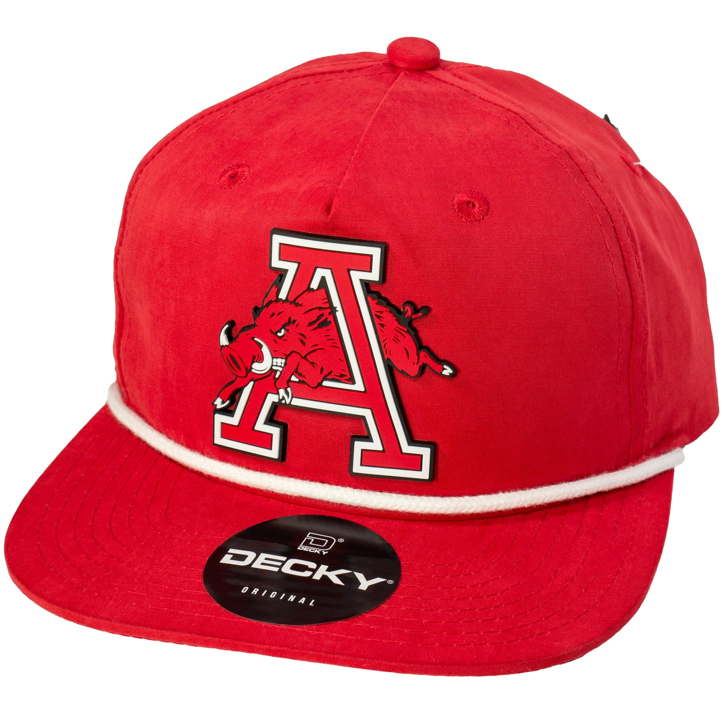 Arkansas Razorbacks Jumping Hog 3D Classic Rope Hat- Red/ White - Ten Gallon Hat Co.