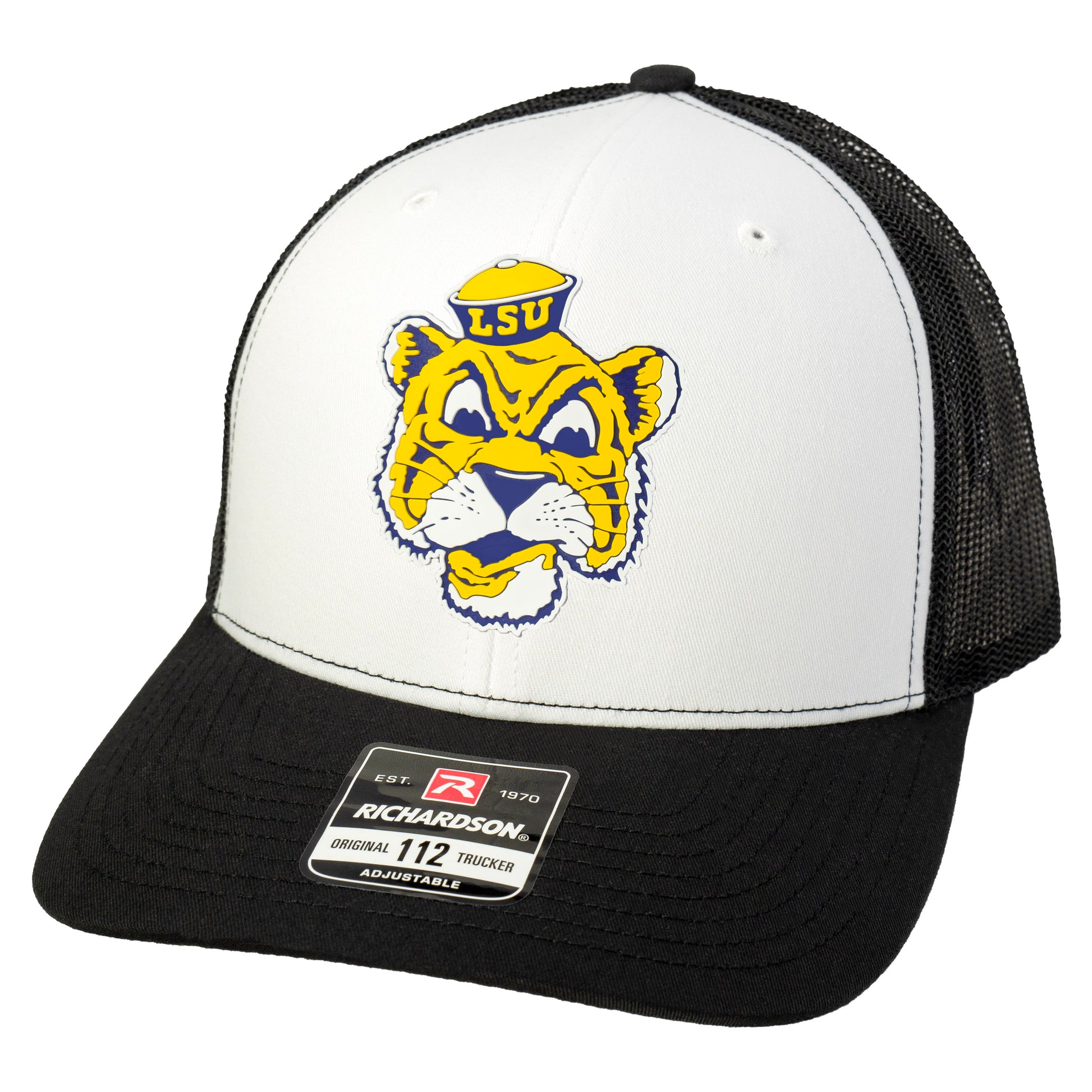 LSU Sailor Mike Classic 3D Snapback Trucker Hat- White/ Black - Ten Gallon Hat Co.