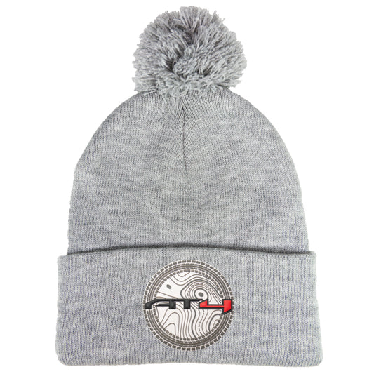 AT4 12 in Knit Pom-Pom Top Beanie- Heather Grey - Ten Gallon Hat Co.