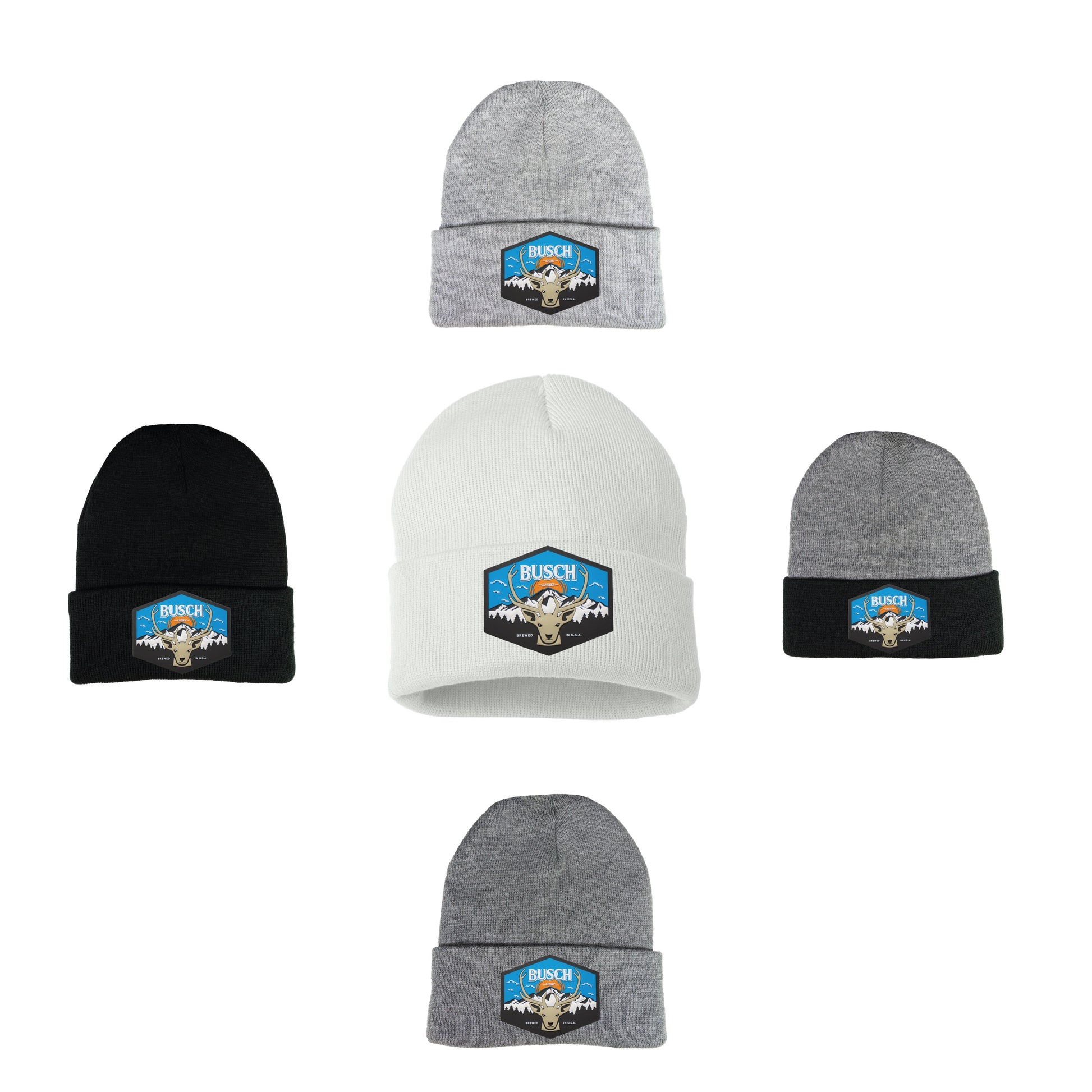 Busch Light Mountain Escape 12 in Knit Beanie- Dark Heather Grey/ Black - Ten Gallon Hat Co.