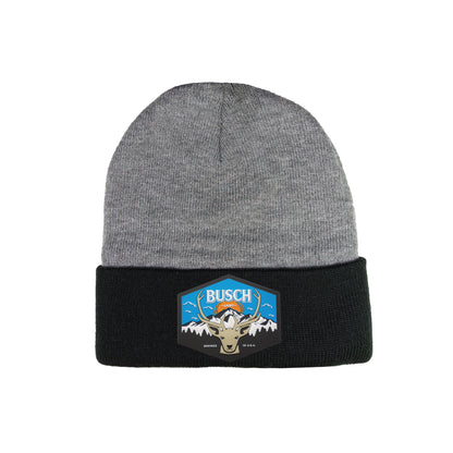 Busch Light Mountain Escape 12 in Knit Beanie- Dark Heather Grey/ Black - Ten Gallon Hat Co.