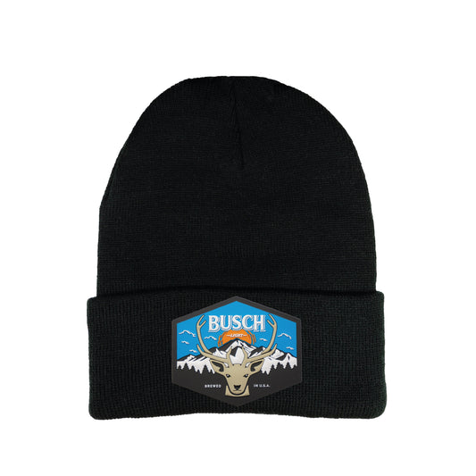 Busch Light Mountain Escape 12 in Knit Beanie- Black - Ten Gallon Hat Co.