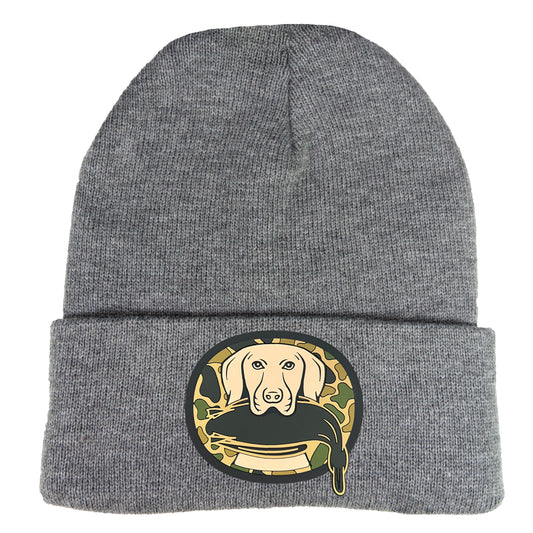 Just Retrievin' - T.G.H.C Original 3D Patch 12 in Knit Beanie- Dark Heather Grey - Ten Gallon Hat Co.