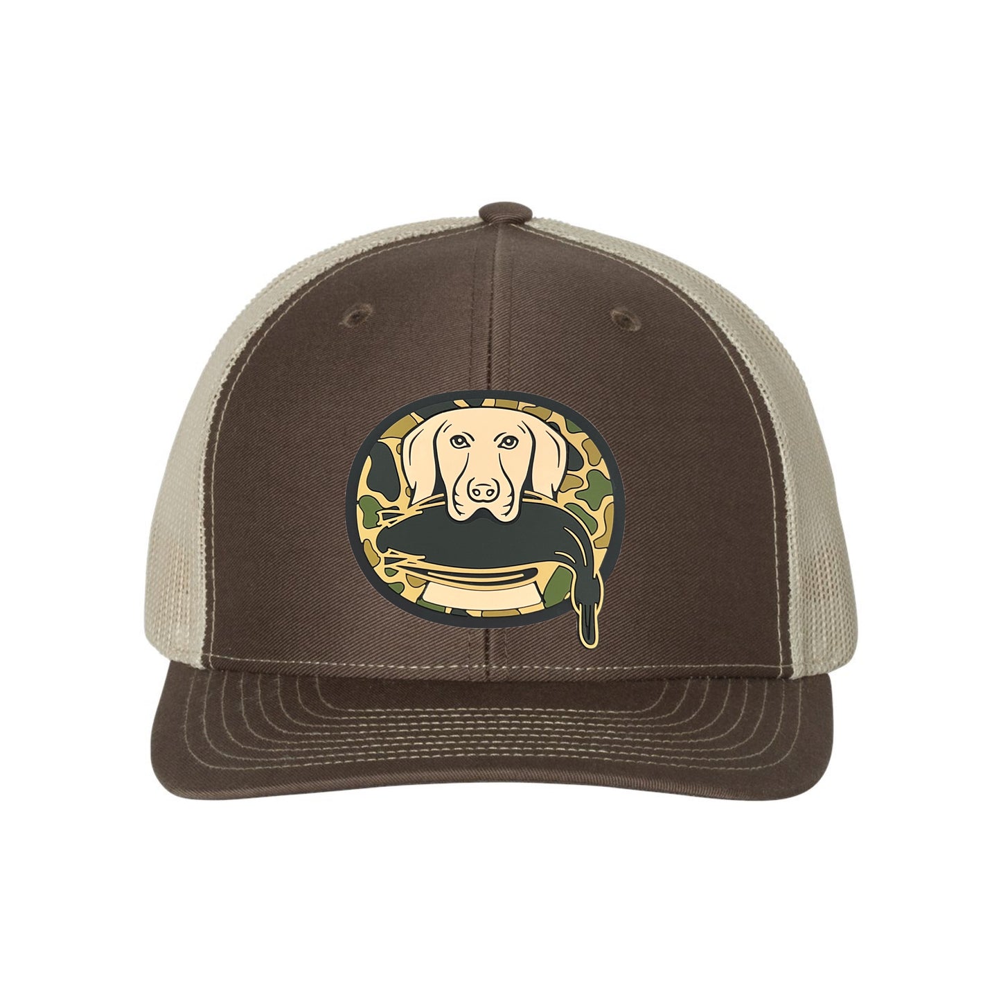 Just Retrievin' - T.G.H.C Original Duck Hunting 3D Patch Snapback Trucker Hat- Brown/ Khaki - Ten Gallon Hat Co.