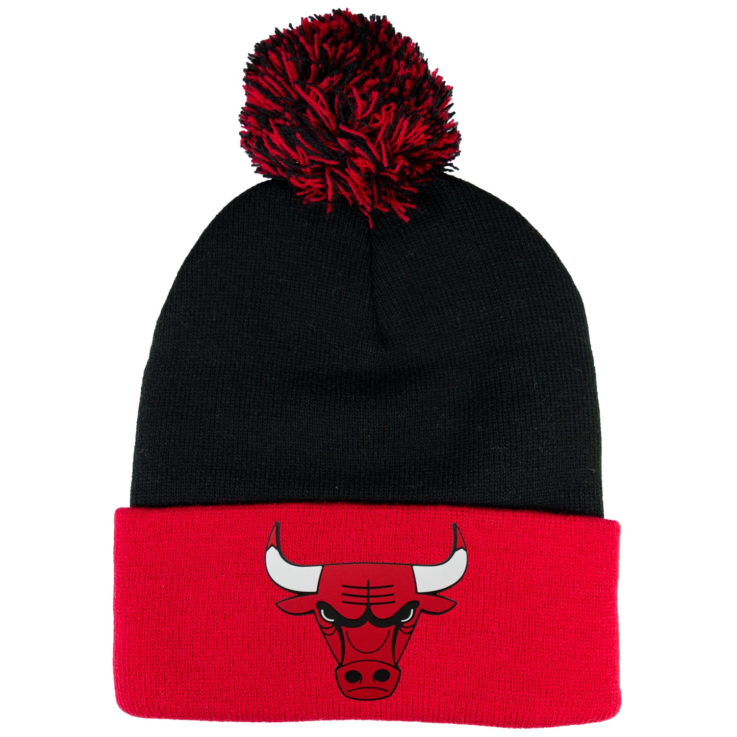 Chicago Bulls 3D 12 in Knit Pom-Pom Top Beanie- Black/ Red - Ten Gallon Hat Co.