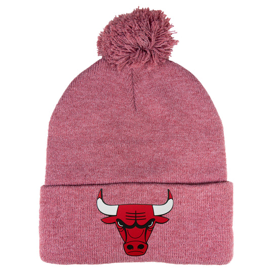 Chicago Bulls 3D 12 in Knit Pom-Pom Top Beanie- Heather Cardinal - Ten Gallon Hat Co.