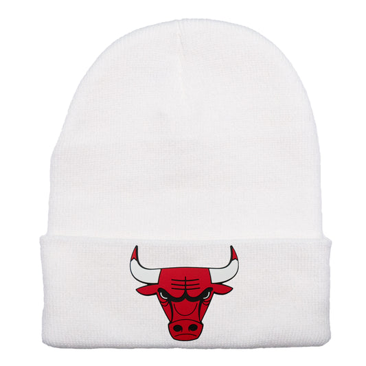Chicago Bulls 3D 12 in Knit Beanie- White - Ten Gallon Hat Co.