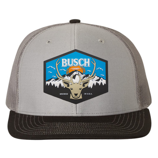 Busch Light Mountain Escape 3D PVC Patch Hat- Grey/ Charcoal/ Black - Ten Gallon Hat Co.