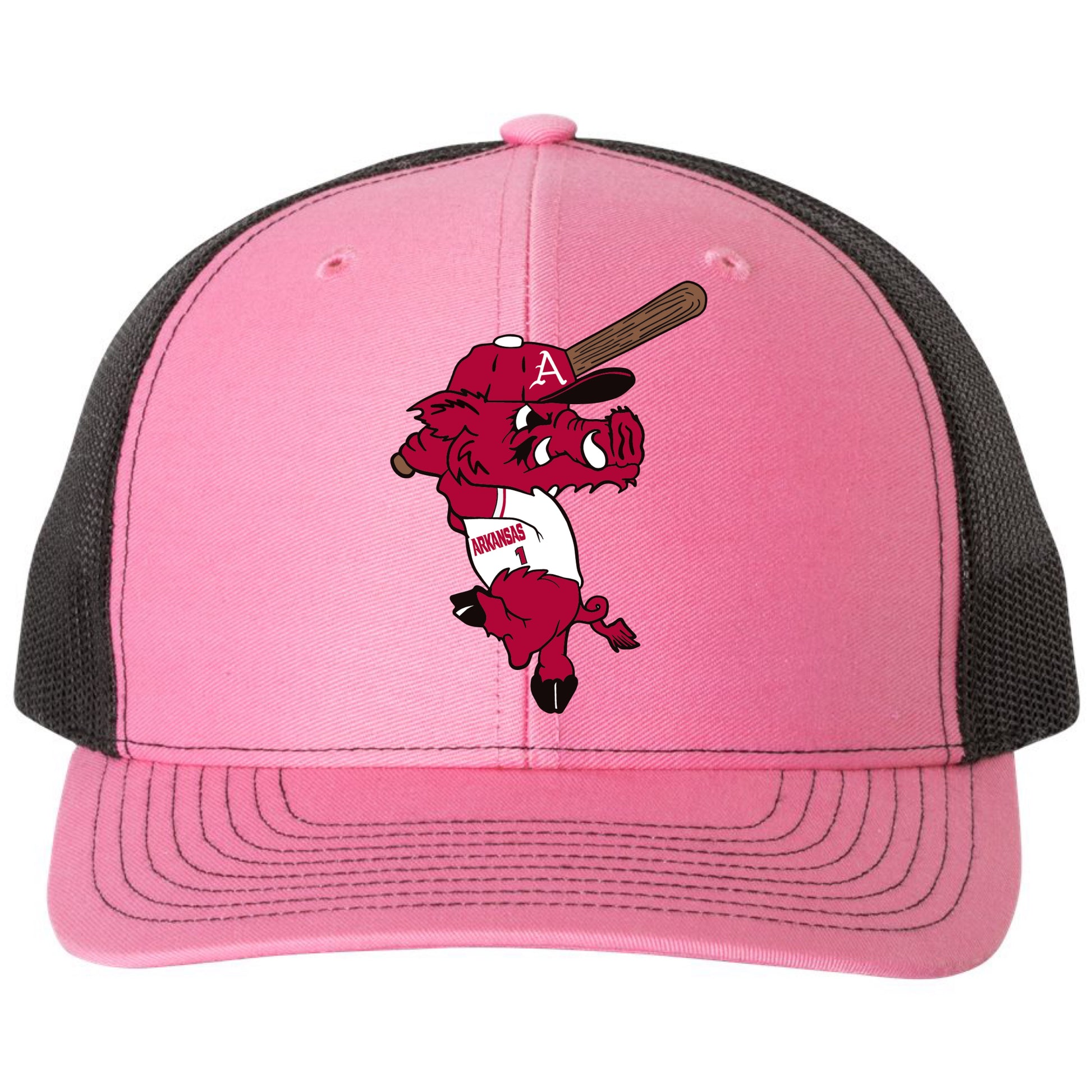 Ribby at Bat 3D Snapback Trucker Hat- Hot Pink/ Black - Ten Gallon Hat Co.