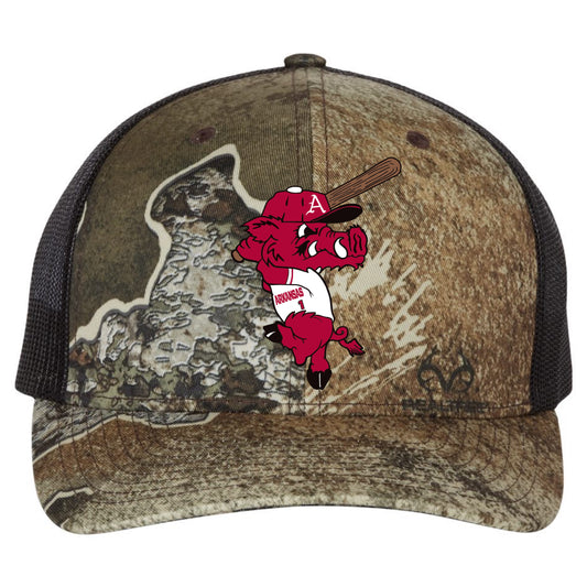 Ribby at Bat 3D Patterned Snapback Trucker Hat- Realtree Excape/ Black - Ten Gallon Hat Co.