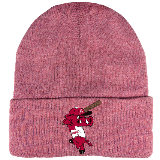 Ribby at Bat 12 in Knit Beanie- Heather Cardinal - Ten Gallon Hat Co.