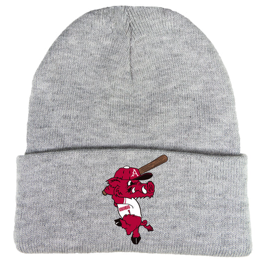 Ribby at Bat 12 in Knit Beanie- Heather Grey - Ten Gallon Hat Co.