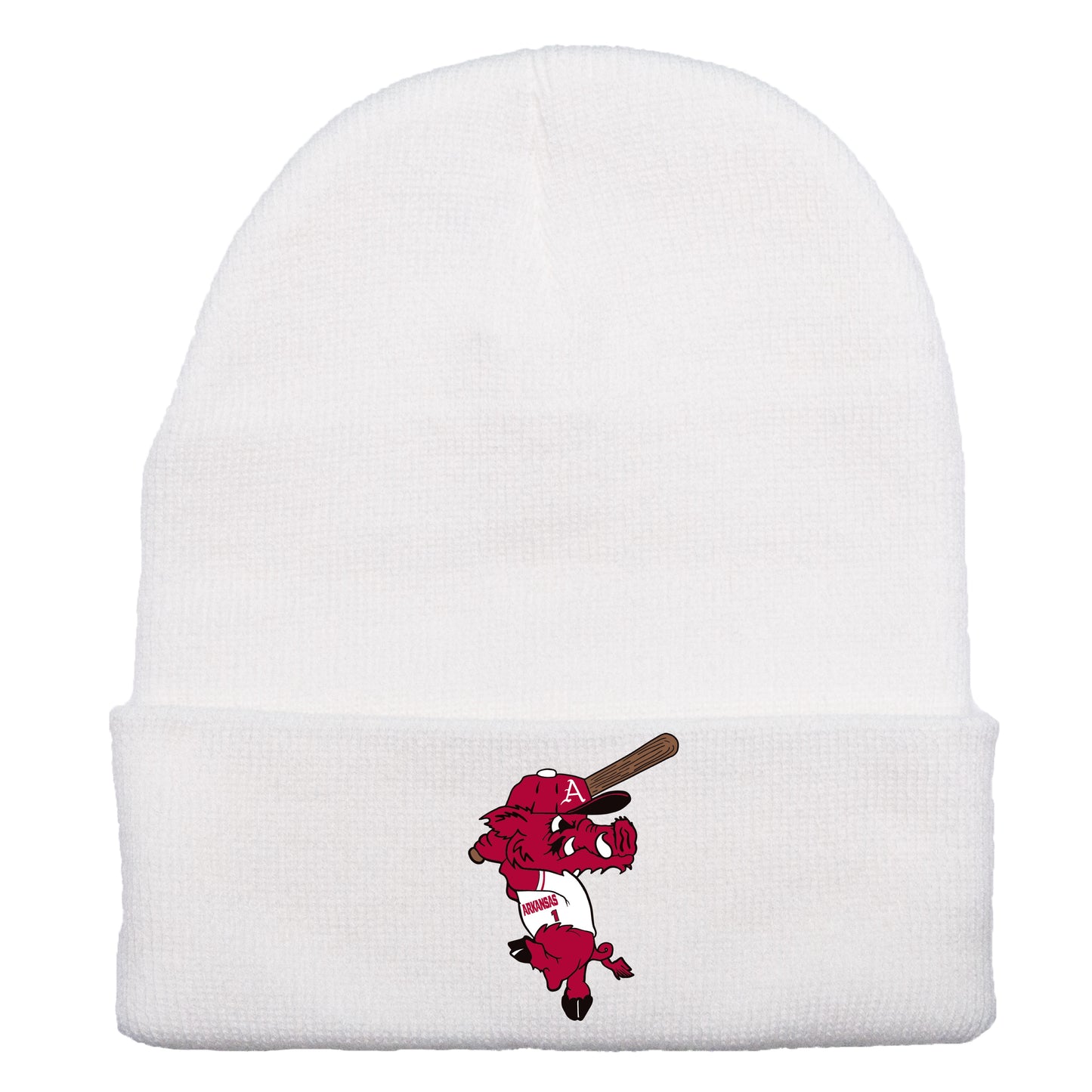 Ribby at Bat 12 in Knit Beanie- White - Ten Gallon Hat Co.