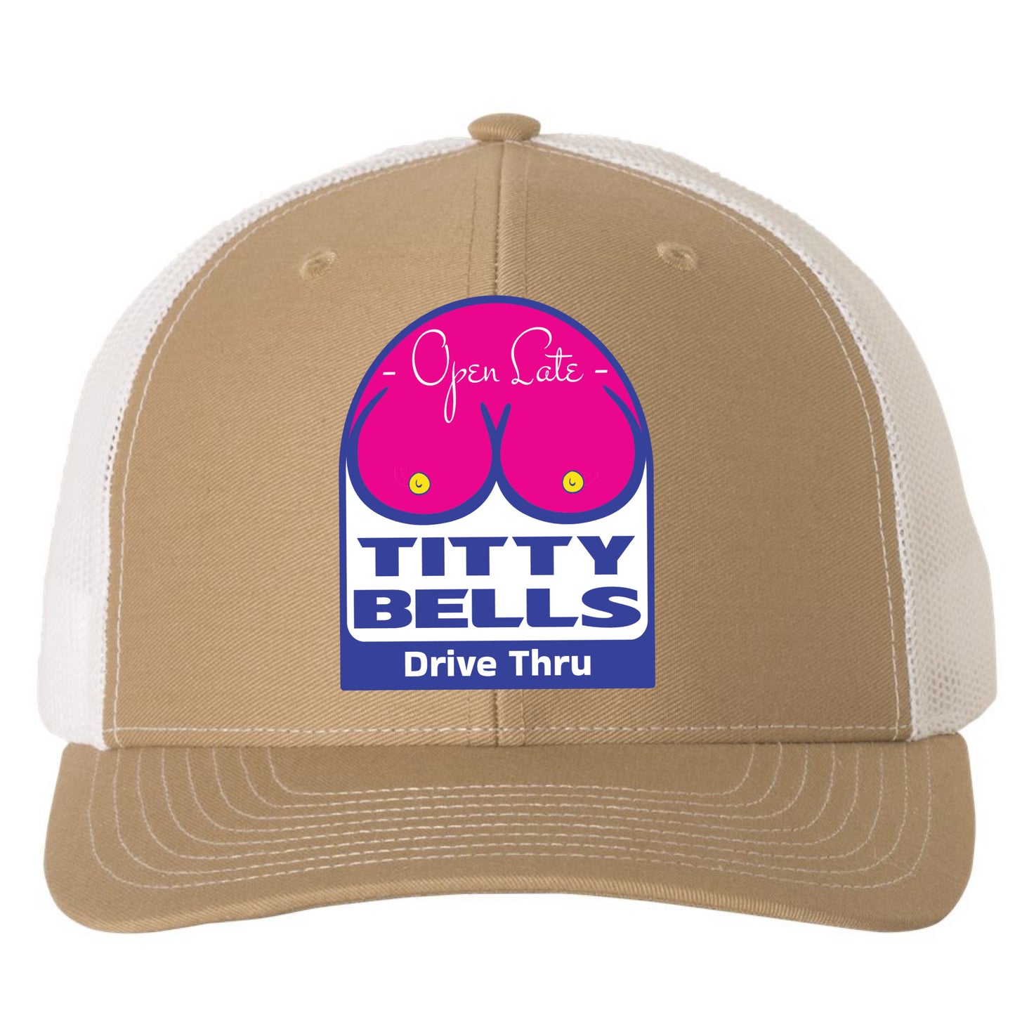 Titty Bells 3D PVC Patch Hat- Khaki/ White - Ten Gallon Hat Co.