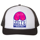Titty Bells 3D YP Snapback Trucker Hat- White/ Black - Ten Gallon Hat Co.