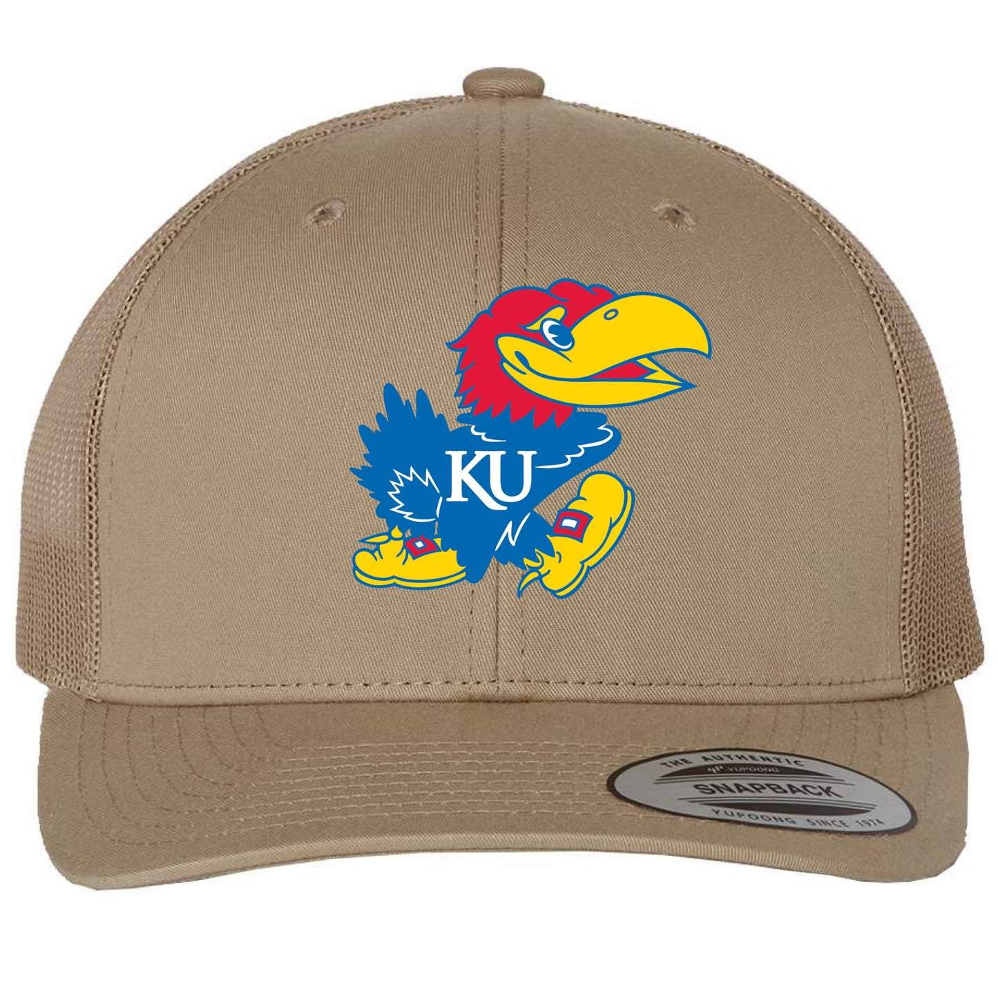 Kansas Jayhawks 3D YP Snapback Trucker Hat- Khaki - Ten Gallon Hat Co.