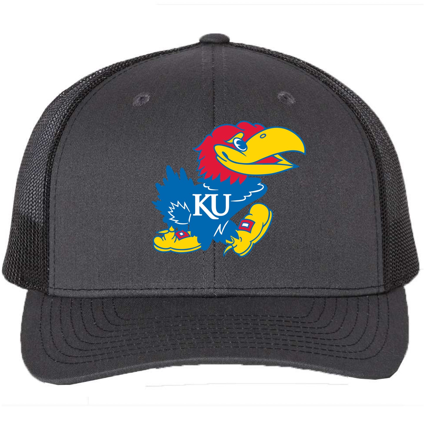 Kansas Jayhawks 3D Snapback Trucker Hat- Charcoal/ Black - Ten Gallon Hat Co.