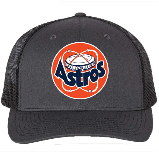 Astros Retro Astrodome Classic YP Snapback Trucker Hat- Charcoal - Ten Gallon Hat Co.