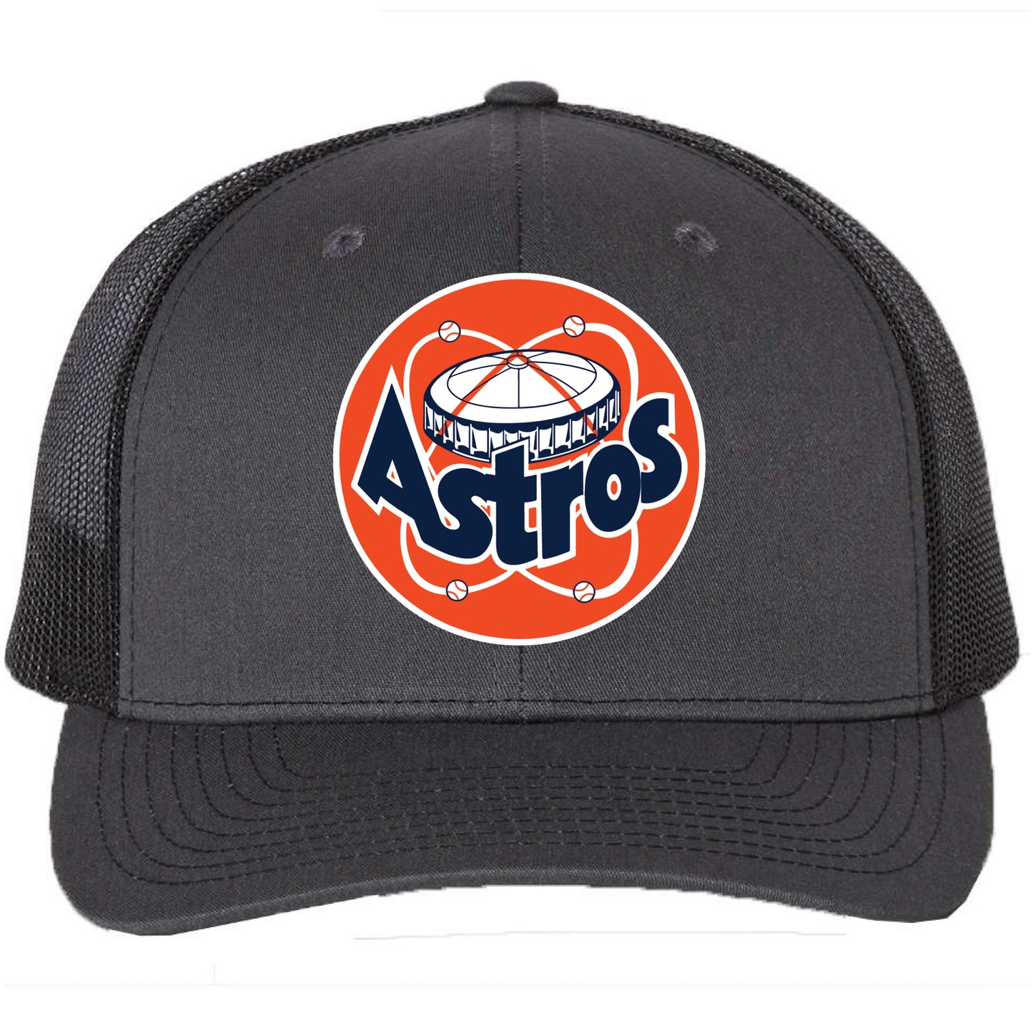 Astros Retro Astrodome 3D Snapback Trucker Hat- Charcoal/ Black - Ten Gallon Hat Co.