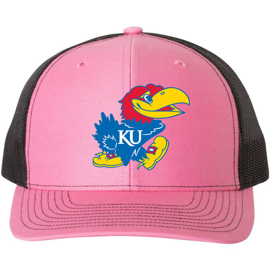 Kansas Jayhawks Classic 3D Snapback Trucker Hat- Hot Pink/ Black - Ten Gallon Hat Co.