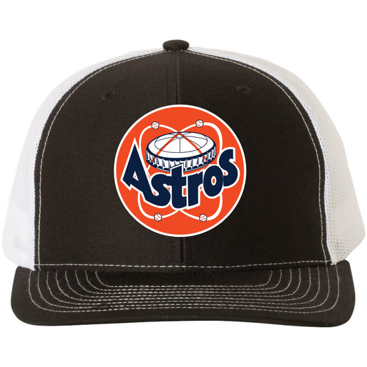 Astros Retro Astrodome 3D Classic YP Snapback Trucker Hat- Black/ White - Ten Gallon Hat Co.