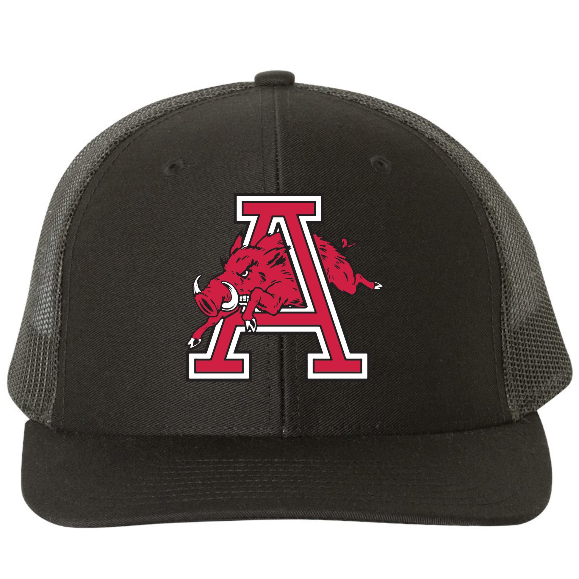 Arkansas Razorbacks Jumping Hog 3D Snapback Trucker Hat- Black - Ten Gallon Hat Co.