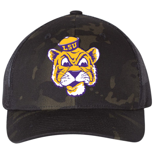 LSU Sailor Mike Classic 3D YP Snapback Trucker Hat- Multicam Black/ Black - Ten Gallon Hat Co.