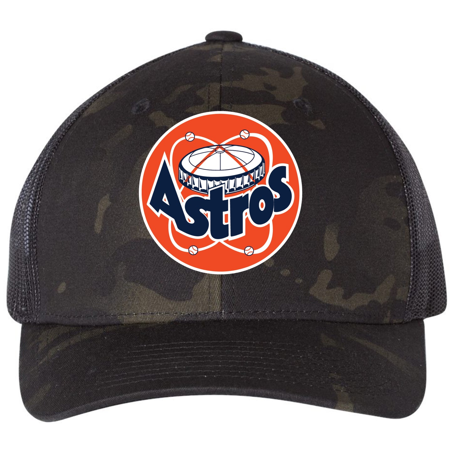 Astros Retro Astrodome Classic 3D YP Snapback Trucker Hat- Multicam Black/ Black - Ten Gallon Hat Co.