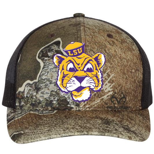 LSU Sailor Mike 3D Patterned Snapback Trucker Hat- Realtree Excape/ Black - Ten Gallon Hat Co.