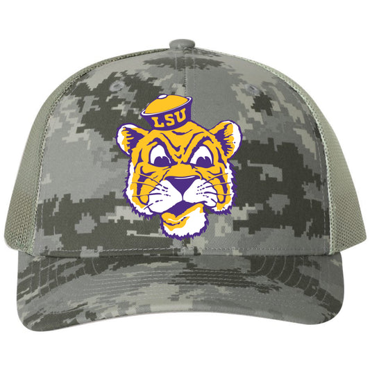 LSU Sailor Mike 3D Patterned Snapback Trucker Hat- Military Digital Camo - Ten Gallon Hat Co.